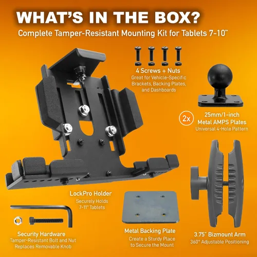 Vista 9 de iBOLT TabDock LockPro 0.984 in (1 pulgada) Bizmount - Soporte de base de taladro industrial resistente con bloqueo de metal para todas las tabletas