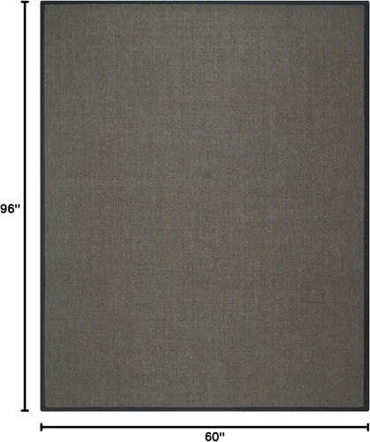 Vista 105 de Alfombra de sisal Safavieh, de color maíz y negro, tejida a mano, de la colección de fibras naturales; 5 x 8 pulgadas, NF441A, Tela, Gris / Gris