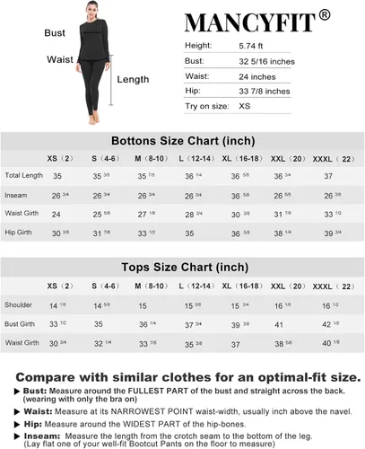 Vista 6 de MANCYFIT - Conjunto de ropa interior térmica para mujer con forro polar ultra suave
