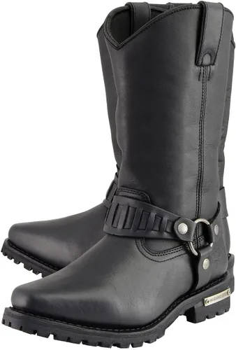 Vista 5 de Milwaukee Leather MBM9015 - Botas de motocicleta negras con arnés de estilo occidental de 11 pulgadas para hombre