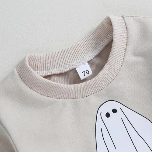 Vista 4 de Hnyenmcko Conjunto de 2 piezas de sudadera de manga larga con letras de calabaza para bebé niño, conjunto de 2 piezas, ropa de otoño