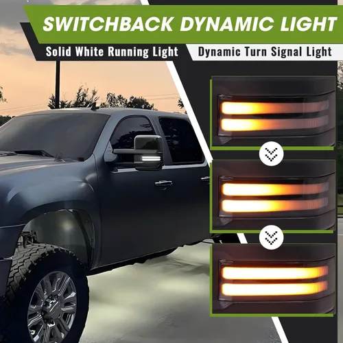 Vista 3 de Switchback - Espejos de remolque para Chevy Silverado Avalanche Suburban Tahoe/GMC Sierra Yukon 2007-2013, espejo lateral con señal dinámica Negro