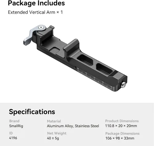 Vista 9 de SmallRig Brazo vertical extendido para DJI RS 3 mini, placa de montaje de extensión para DJI RS 3 Mini - 4196