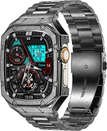 Vista 21 de BAITEYOU Correa con Funda Compatible con Apple Watch Series 6 5 4 SE 3 2 1 44mm 42mm, Correa de Nylon con Funda Resistente de Acero Inoxidable