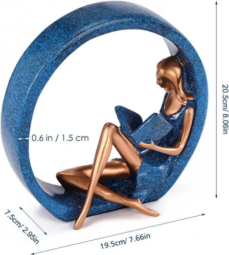 Vista 4 de Estatuas de resina para niña, estatua de yoga, escultura artística para estantería, adornos para lectores, profesores, decoración para sala