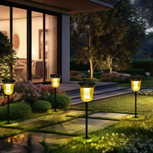 Vista 11 de Luces solares para caminos al aire libre, luces solares para exteriores, impermeables, IP65, 200 lúmenes, luces solares de encendido/apagado