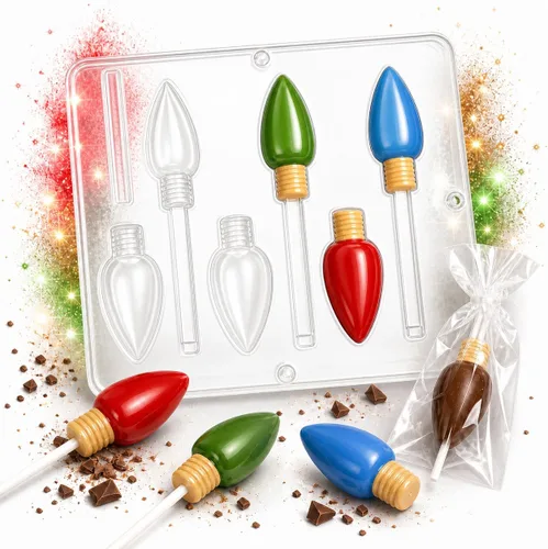 Vista 3 de Bombilla de Navidad Luz Lollipop Chocolate Candy Mold Navidad 2129