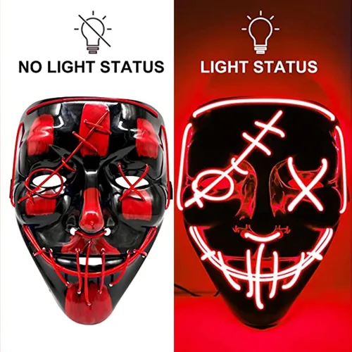Vista 2 de Halloween LED Mask Light Up Mask Glow in The Dark Cosplay EL Wire Halloween Festival Party Supplies for Adults