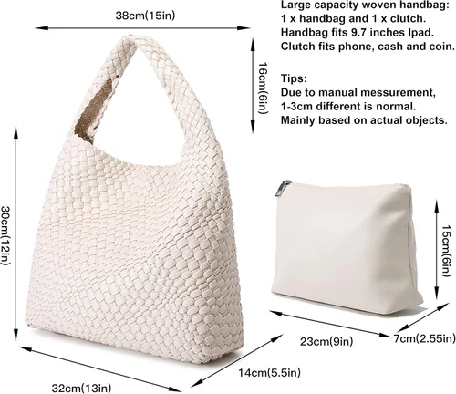 Vista 3 de Bolso tejido de moda para mujer, con asa superior, bolso de hombro suave de verano