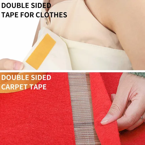Vista 5 de Birllaid - Cinta de tela multifuncional de doble cara, cinta transparente para ropa, cinta adhesiva de doble cara para alfombras resistente de 1