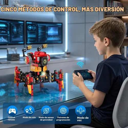 Vista 4 de 5 in 1 Stem Robot Building Kit for Kids,Remote & App Robot,896 Pcs
