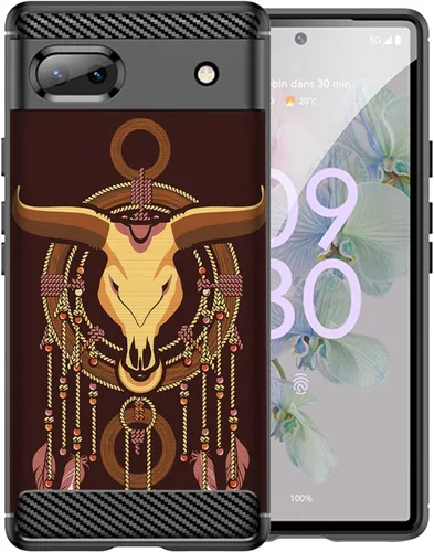 Vista 15 de CasesOnDeck - Funda de TPU negra compatible con Google Pixel 6A (2022) / Pixel 6A, delgada, minimalista, flexible, texturizada, formas abstractas