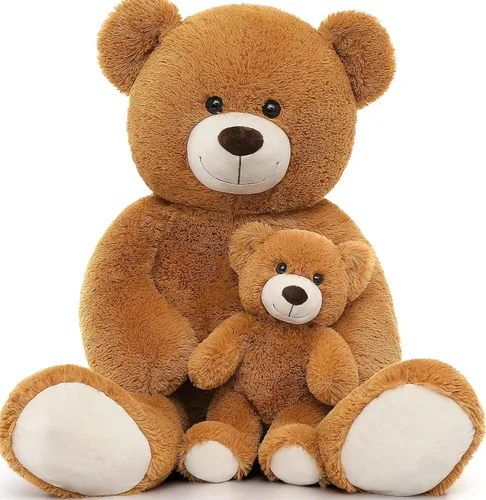 Vista 34 de MorisMos Oso de peluche gigante con corbata de 4 pies, 47 pulgadas, oso de peluche grande clásico, regalo para novia novio en cumpleaños, azul
