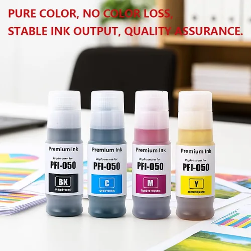 Vista 4 de PFI-050 - Depósito de tinta de pigmento de 2.4 fl oz (paquete de 4 unidades, negro cian magenta amarillo) - Lometic PFI-050 PFI050 Cartucho de tinta