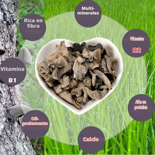 Vista 4 de VIGOROUS MOUNTAINS - Setas orgánicas secas comestibles de madera para orejas de hongos negros, 4 onzas
