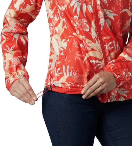 Vista 10 de Columbia Cortavientos con estampado Side Hill para mujer, naranja intenso magnolia floral, talla XL