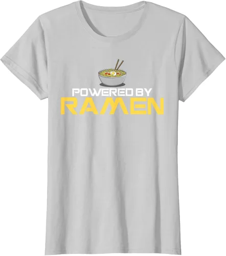 Vista 17 de Camiseta de fideos de anime japoneses Powered By Ramen, Negro, S