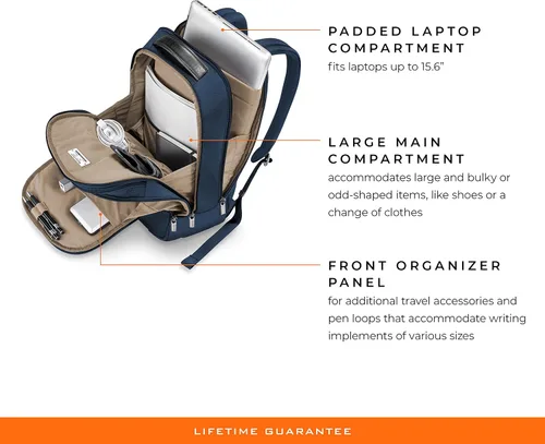 Vista 3 de Briggs & Riley Mochila Work, Azul Marino, Medium Backpack, Mochila mediana Work