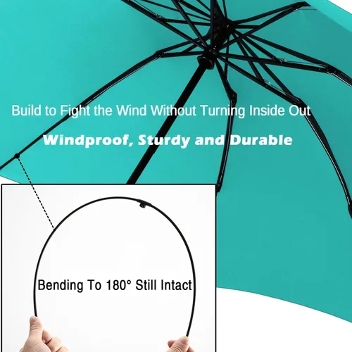 Vista 32 de LANBRELLA Paraguas plegable inverso compacto paraguas de viaje a prueba de viento automático