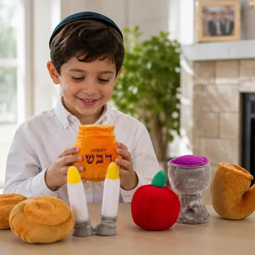 Vista 6 de Rite Lite My Soft Rosh Hashanah - Juego de regalo de Año Nuevo judío, regalos de fiesta de Shana Tova, caja de juego de felpa divertida y educativa