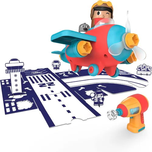 Vista 6 de Educational Insights Design & Drill Bolt Buddies Plane - Juguetes de construcción y herramientas para niños pequeños, juego de herramientas