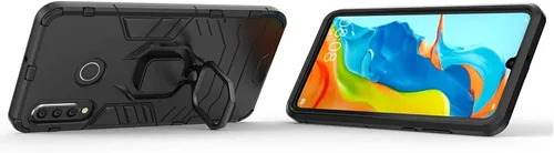Vista 3 de Compatible con Huawei P30 Lite, soporte de anillo de metal a prueba de golpes (funciona con soporte magnético para automóvil), funda resistente