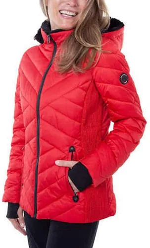 Vista 15 de Nautica Chaqueta acolchada de peso medio con capucha y ribete de piel sintética para mujer Negro