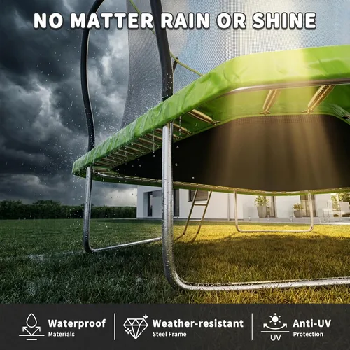 Vista 5 de SKOK Trampolín rectangular para exteriores de 14 pies con red y escalera para niños
