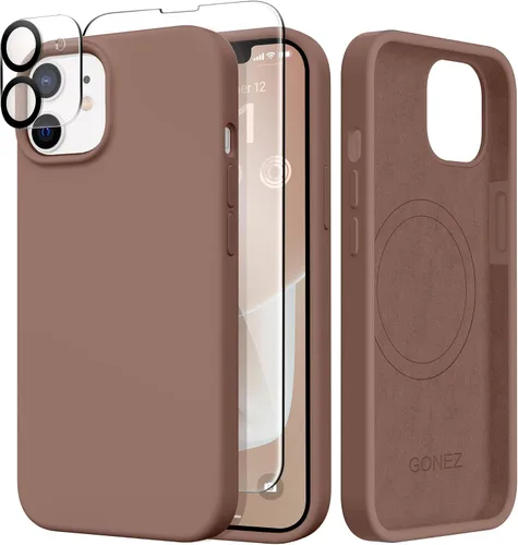 Vista 246 de GONEZ Funda magnética para iPhone 14, compatible con Magsafe, con protector de pantalla + protector de cámara, forro de microfibra antiarañazos
