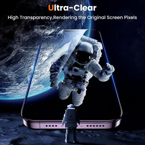 Vista 6 de UniqueMe Protector de pantalla para iPhone 14 Pro – [Grado militar inastillable y dureza 9H+] Protector de pantalla 14 Pro vidrio templado