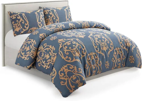 Vista 86 de Marina Decoration Juego de funda de edredón de 3 piezas con 2 fundas de almohada, diseño de rayas negras y grises, tamaño doble/matrimonial