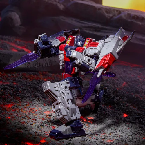 Vista 5 de Transformers Legacy United Voyager Class Cybertron Universe Starscream, figura de acción convertible de 7 pulgadas, para niños de 8 años en adelante
