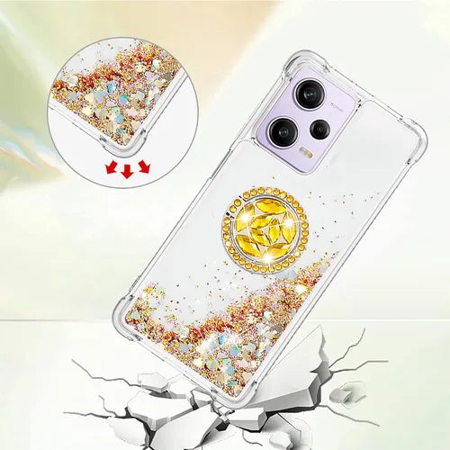 Vista 2 de CCSmall Funda transparente con purpurina para Xiaomi Redmi Note 12 Pro 5G, cubierta brillante de arena movediza líquida con soporte de anillo de Con