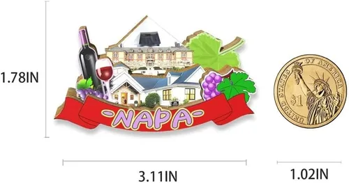 Vista 3 de Imán de Napa de EE. UU. Imán de nevera de madera 3D monumentos de viaje coleccionables decoración de recuerdos hechos a mano 2
