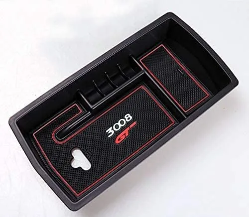 Vista 2 de Caja de almacenamiento para reposabrazos central de automóvil, organizador de consola central, caja de almacenamiento, bandeja para Peugeot 3008 GT