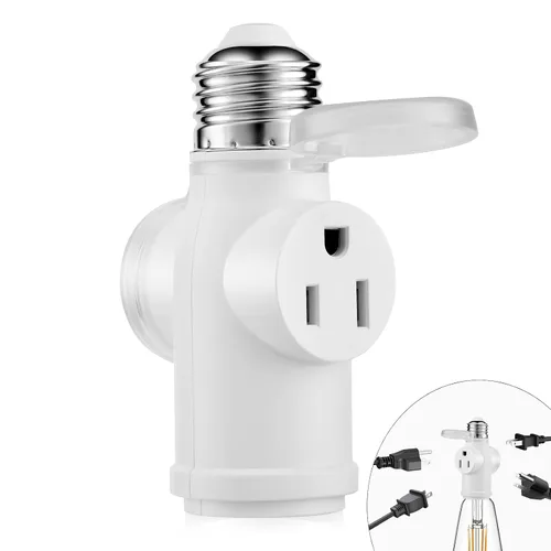 Vista 9 de Onite Adaptador de toma de corriente, convertidor E26 a enchufe con PBT ignífugo, divisor polarizado multifuncional para uso en interiores