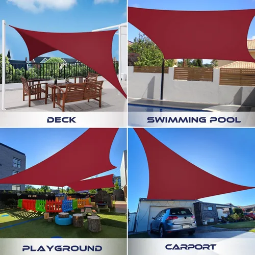 Vista 2 de Windscreen4less - Toldo de terileno impermeable con bloqueador UV, rectangular, 9.17 oz/m², Rojo (Rust Red)