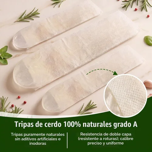 Vista 3 de Fundas comestibles de secado natural para salchichas, Fundas para salchichas caseras sabrosas de jamón, salchichas para el desayuno, salchichas