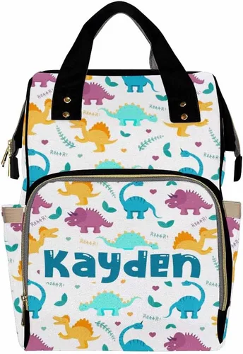 Vista 20 de Mochilas personalizadas con nombre personalizado para bebé, bolsa de pañales con monograma con bolsillos térmicos para adultos y niños, impermeable