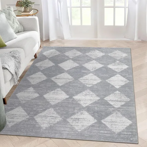 Vista 16 de Lahome - Tapete con diseño de entramado marroquí, a cuadros, pequeño, suave y antideslizante, moderno, resistente a las manchas, para puerta Negro