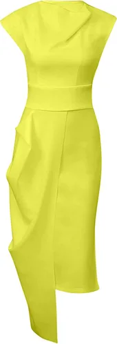 Vista 5 de Vestido de mujer sin mangas con cremallera lateral y abertura irregular, vestido midi para fiesta de negocios, club nocturno