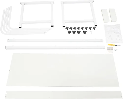 Vista 8 de Mesa enrollable ajustable con ruedas – Escritorio de madera expandible para laptop, altura ajustable, color blanco, perfecto para estaciones