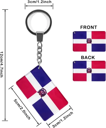 Vista 2 de QQSD Llavero con bandera dominicana, paquete de 2, Dominicana