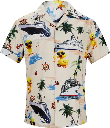Vista 167 de Camisa hawaiana para hombre, con estampado floral, cómoda, con botones, casual, manga corta, ropa de playa para hombre
