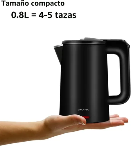 Vista 8 de Hervidor eléctrico de acero inoxidable de 0.8L, hervidor eléctrico pequeño de 800 vatios de 27 onzas de ebullición rápida con apagado automático