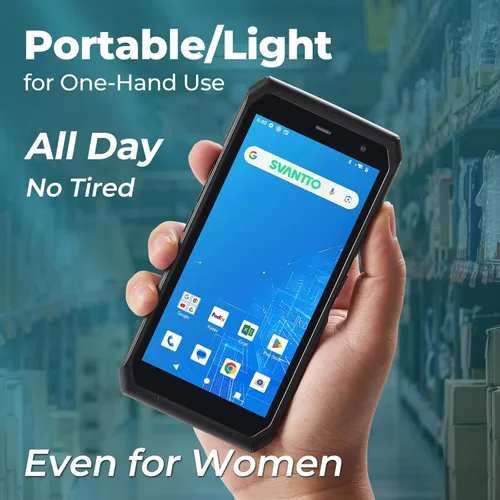 Vista 7 de SVANTTO Escáner de código de barras Android 13 con cargador de muelle, motor de escaneo de código de barras 1D/2D/QR, 4+64GB, Bluetooth 5.1, WiFi-6