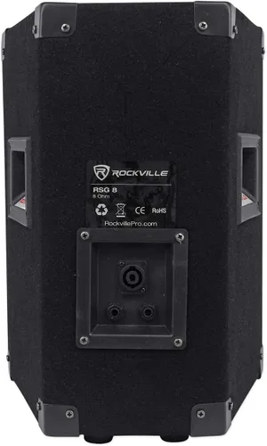 Vista 2 de Rockville RSG8 - Altavoz PA pasivo DJ/Pro de 2 vías y 8 ohmios de 300 W, montaje en poste, woofer de 8" + tweeters duales de 3", SpeakON y entradas