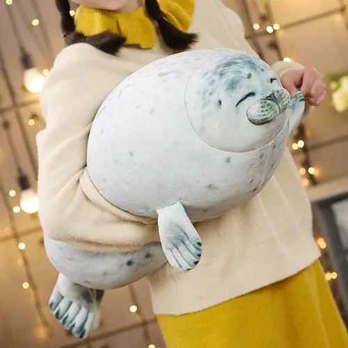 Vista 8 de EHOTONG - Linda almohada con forma de foca regordeta de peluche, almohada suave para abrazar con forma de foca gordita, juguete de animal de peluche