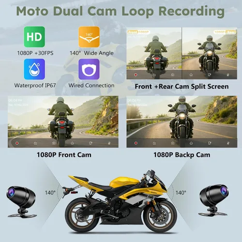 Vista 4 de Carpuride W603DT 6.3" motocicleta CarPlay pantalla Android Auto TPMS Dash