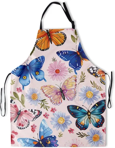 Vista 29 de Delantal impreso delantales de pintura de poliéster con bolsillo para cocinar cocina a la parrilla adultos
